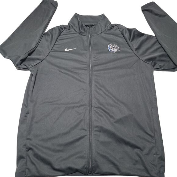 Nike Dri-Fit Jacket Men's Medium Gray Full Zip Up Bulldog Embroidered Logo - Picture 1 of 9